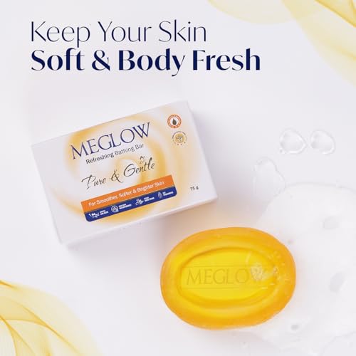 Meglow Refreshing Bathing Bar | Deep Cleansing & Hydration | Infused with Aloe Vera & Glycerin for a Cool, Soothing Wash | Revives Skin & Locks in Long-Lasting Freshness Pack of 5 (75g Each)