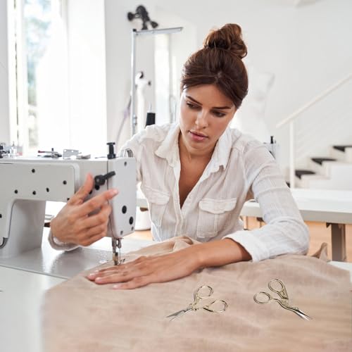 AQUEENLY Embroidery Scissors, Stainless Steel Sharp Stork Scissors for Sewing Crafting, Art Work, Threading, Needlework - DIY Tools Dressmaker Small Shears - 2 Pcs (3.6 Inches, Gold)