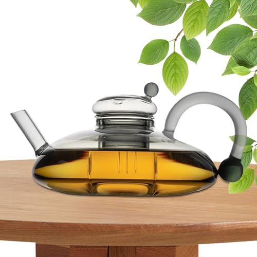 JIEBWCHA Théière En Verre Avec Passoire À Thé Amovible, 600 Ml Thé ière En Ver re Avec Infuseur, Théi ère Compacte, Bouilloire Électrique En Ve rr e, Pour La Maison Et Le Salon De Thé