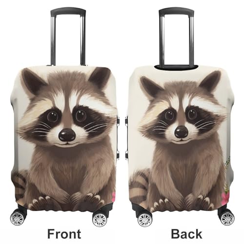 Raccoon Elastic Luggage Cover Suitcase Protector for 19-32 Inch Suitcases | Universal Stretchable Travel Bag Cover | Anti-Scratch, Washable with Zipper Closure S3