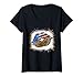 Damen Leopard Lips Kiss USA Amerikanische Flagge Patriotisch 4. Juli T-Shirt mit V-Ausschnitt