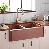 Signature Hardware 318910 Aberdeen 33" Farmhouse 60/40 Double Basin Copper Kitchen Sink