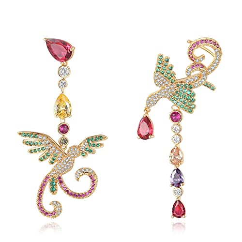 Boucles d'oreilles phénix asymétriques en plaqué or, le cadeau idéal