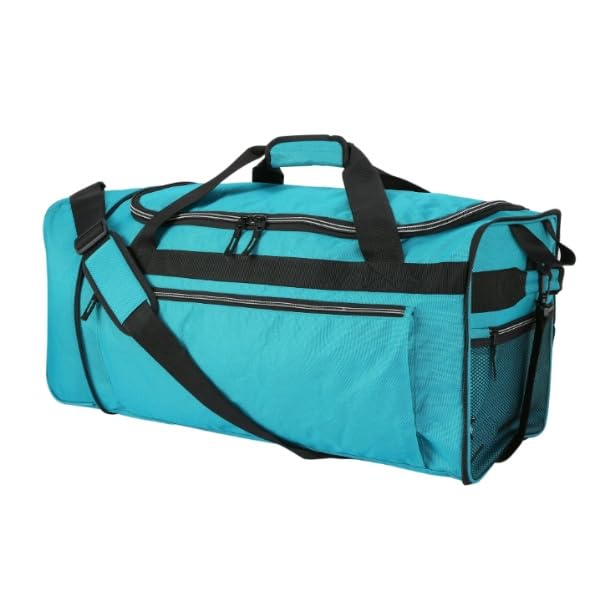 Collapsible Rolling Travel Duffel Bag, 28 x 13 x 112 inches, with Wheels and Shoulder Strap (Teal)