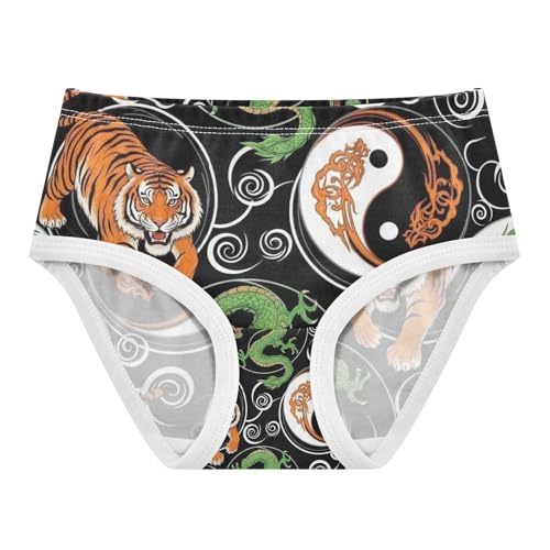 Tiger Green Dragon Girls Panties, Toddler Girl Panties, Cotton Underwear Girls, 2–8 Years