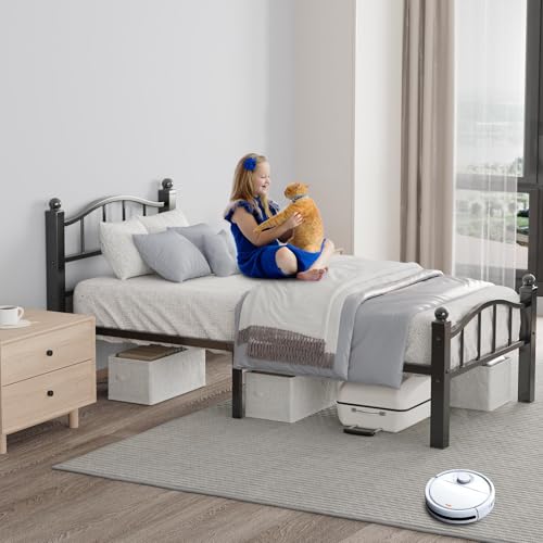 Image of Metal Twin XL Bed Frame with Headboard | Modern Headboard and Footboard,Noise-Free Design, 12 inch Underbed Storage,No Box Spring Needed, Tool-Free Assembly