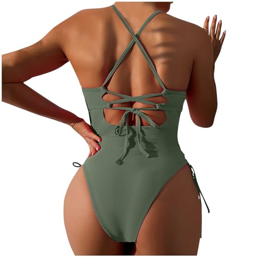 2025 Sexy One Piece Swimsuit Women Bathing Suit Sexy High Cut Out Crisscross Lace-Up Monokini Swimwear4
