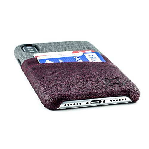 Dockem Luxe Iphone X/Xs Wallet Case: Slim Minimalist Case W/ 2 Credit Card Holder Slots: Ultragrip Canvas Style Synthetic Leather (Maroon And Grey) #TOP3