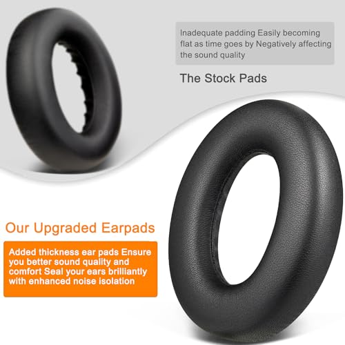 Image of SOULWIT Lambskin Replacement Earpads for Bose 700 (NC700) Wireless Headphones, Ear Pads Cushions with Softer Leather, High-Density Noise Cancelling Foam, Added Thickness - Black