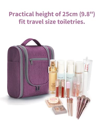 Image of Hanging Travel Toiletry Bag Kit Cosmetic Makeup Organizer for Women and Men (A-Purple)