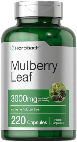 Horbäach Mulberry Leaf Extract Capsules 3000mg | 220 Count | Non-GMO, Gluten Free Herbal Supplement