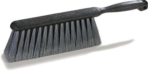 Image of SPARTA Flo-Pac Bench Brush with Flagged Bristles, Small Counter Broom with Handle for Cleaning Smooth Surfaces, 8 inch, 12 Count, Gray