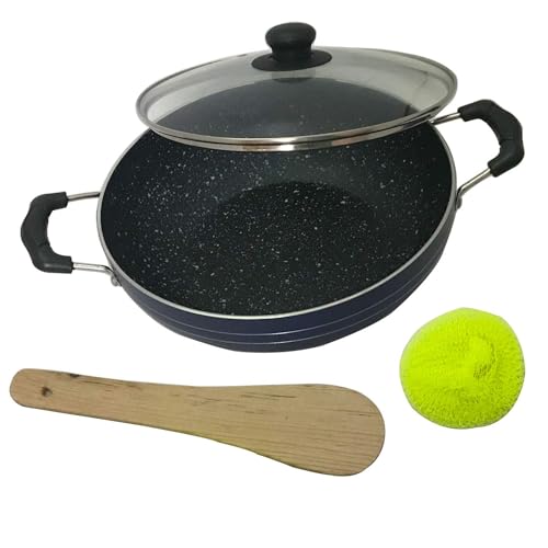 Non-Stick Cookware Cooking with glass lid Multipurpose Use for Home Kitchen Non Stick Frying Wok Flat Bottom Non-Stick Cookware Cooking with glass lid Multipurpose Use for Home Kitchen Non Stick Frying Wok Flat Bottom