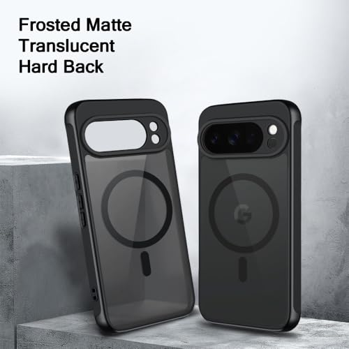 Image of TheGiftKart Hybrid Matte Frosted Translucent Back Cover Case for Google Pixel 10 Pro XL Compatible with MagSafe | Shockproof Design | Camera Protection Module | Hard Case Cover (PC & TPU, Frost Black)