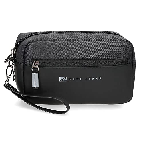 Pepe Jeans Jarvis Bolso de Mano Negro 24,5x15x6 cms Poliéster con detalles en Piel Sintética