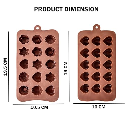 Image of Signamio Chocolate Mould Silicone Set, 2 Pcs Heart Shape & Multi Design Chocolate Silicone Moulds for Baking and Crafting, Durable and Flexible Chocolate Mould for Creative Designs