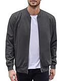 COOFANDY Men Lightweight Cotton Bomber Jacket Casual Varisty Jackets Fashion Flight Jacket Dark Grey, Small