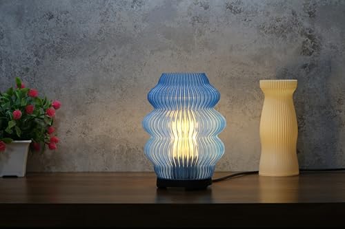 Image of Haydn Modern LED Table Lamp for Living Room & Bedroom | Warm Night Light for Kids & Adults | Aesthetic Home Decor Bedside Lamp | Ambient Glow | LED Bulb Included | Clear Blue - Pack of 1
