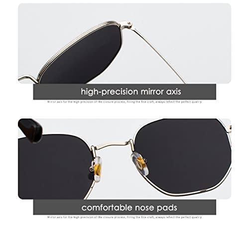Lunettes de soleil carré polygone en métal style rétro chic - 4