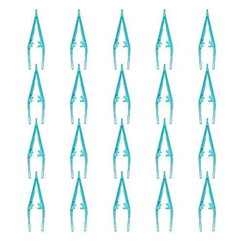 Kangwell Disposable Plastic Tweezers | 20 PCs, Beads Craft Tweezers Green Beauty Toothed Tweezers for DIY Art Craft