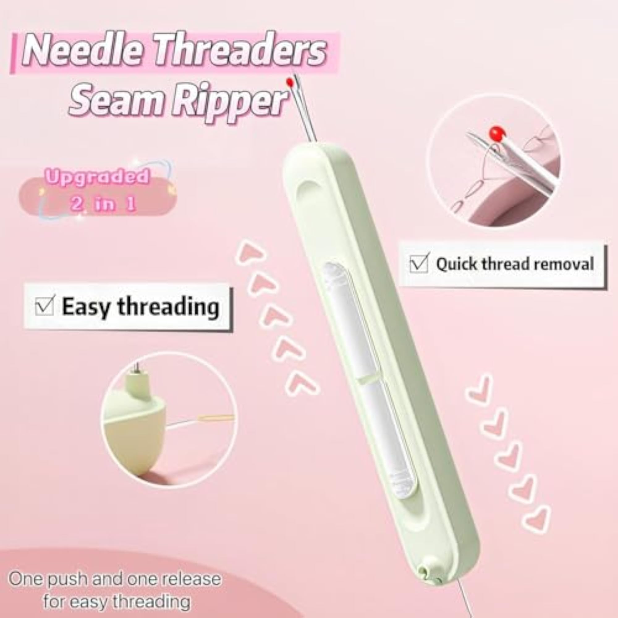 2 in 1 Stretchable Needle Threader and Seam Ripper Set