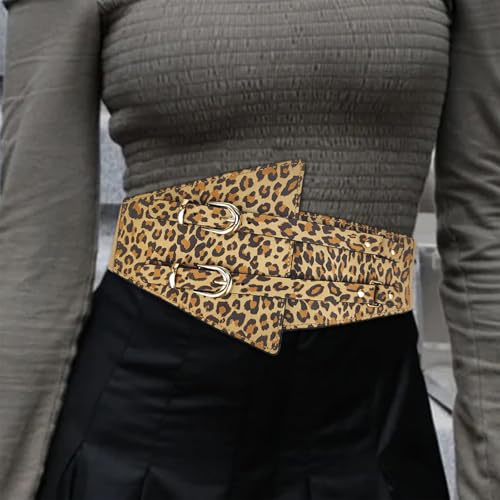 Leopards Print Wide Waist Belt Fashion Adjustable Belt Casual Wear Waistband For Trendy Outfits Versatiles Waist Accessory4