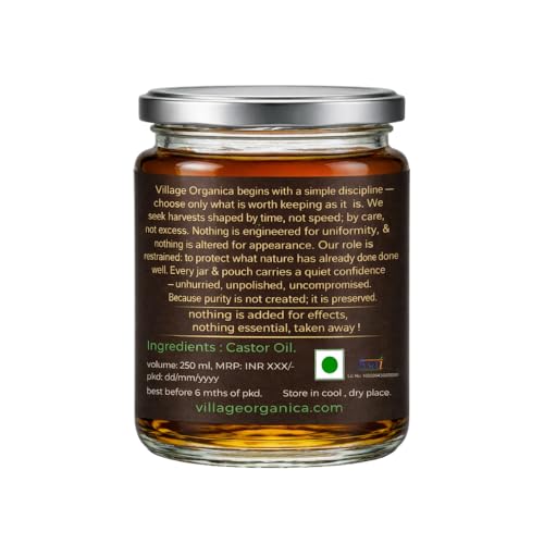 Image of Luxury Cold-Pressed Castor Oil (250 ml Glass Bottle) | 100% Pure, Natural & Hexane-Free | Rich in Vitamin E for Hair Growth, Eyelashes, Eyebrows & Skin Care