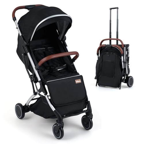 INFANS Lightweight Compact Travel Stroller (Black+Silver)