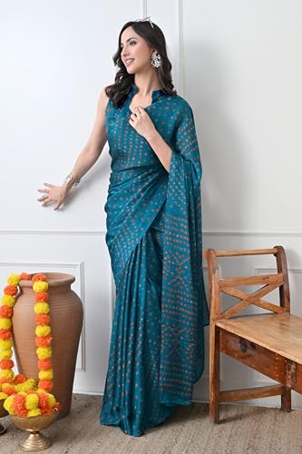 Image of MIRCHI FASHION Saree for Woman Chiffon Georgette Solid with Contrast Border | Lightweight Daily Wear Women's Sari and Printed Blouse Piece
