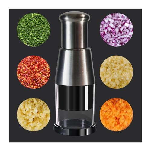 Manual Pressed Chopper,Gourmet Slice Deluxe Chopper,Multifunctional Garlic Chopper, Hand-Pressed Stainless Steel Kitchen Chopper for Smashing Garlic Onion Potato (1 PCS)