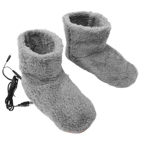 IMIKEYA Elektrisch Beheizte Hausschuhe USB Wiederaufladbare Heizschuhe in Größe 45 - Weich Und Waschbar - Ideal Beheizbare Booties Für Kalte Wintertage 1 Paar Grau
