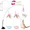 2pcs Cat Collar Toy With Feather & Bell – Adjustable Silicone Collar, Interactive Teaser Wand (Pink & Blue)