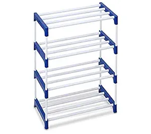 Ebee 8 Pair Metal Shoe Stand (Blue, 4 Shelves) (4 Shelves)