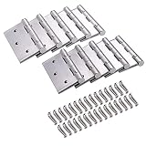 10-Pack Door Hinges, Commercial 3.5" X 3.5" Security Exterior Stainless Steel Door Hinge Pins with S