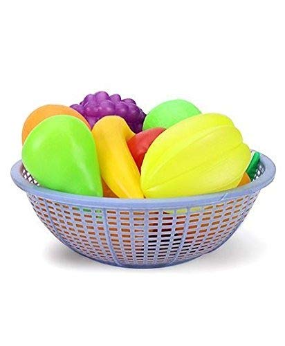 Ratna's Plastic Fruit Set Basket 12 pcs & RATNA'S Wonder Sand 500 Grams for Play. Smooth Sand (Blue & Green 500 Grams) 1