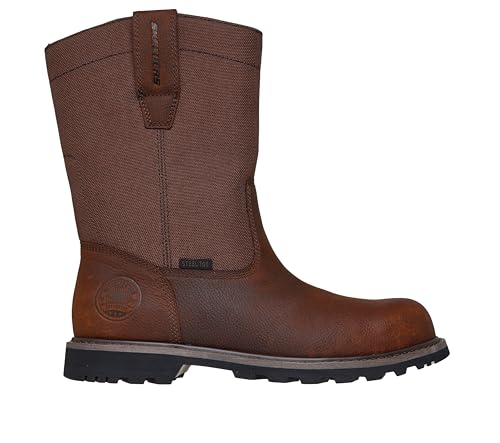 Skechers Men's Oxford Shaft Longrider Highland Hill Steel Toe Wellington Industrial Boot, BRN, 123