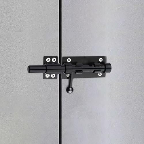Image of Barrel Bolt Latch, 10 inch Heavy Duty Gate Latch Slide Lock Solid 304 Stainless Steel Bolt Lock for Inside Door, Black Finished Shed Door Latch(2 Pack)