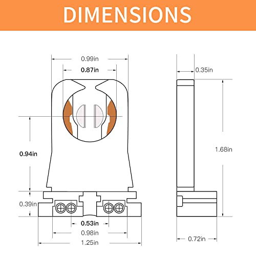JESLED Non Shunted LED Tombstones - (Pack of 50) T8 Lamp Holder, UL Turn Type Tombstone Lampholder for T10 T12 LED Fluorescent Tube Replacement, Medium Bi-pin G13 Socket for Programmed Start Ballasts