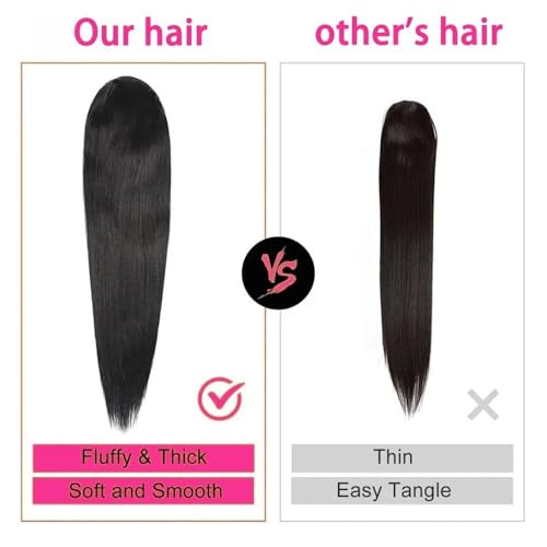 Coleta de pelo natural liso de 25 cm con cordón ajustable brasileño 5