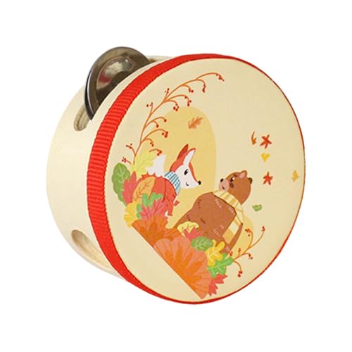 CoudarTitie 木製タンバリン ハンドドラム 音楽教育用おもちゃ 2列タイプ 子供向け, クマ, 10CM