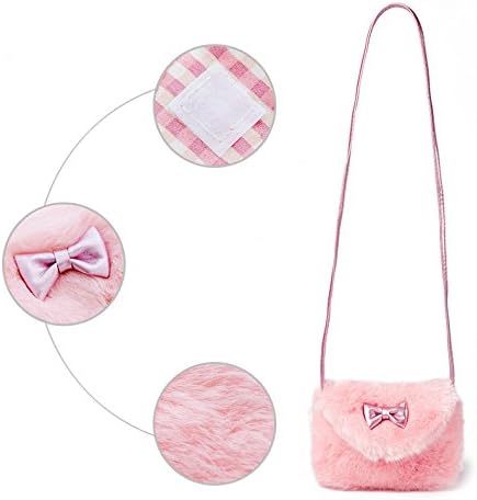 Kids Girls Toddlers Hairy Mini Shoulder Bags Messenger Bags Small Purse Cross Body Handbag for 1-5 Yrs - Image 5