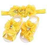 LD DRESS Baby Girl Foot Flower + Headband, Yellow, Whole: approx. 8 x 5.5cm/ 3.14" x 2.16"