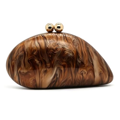Image of Acrylic Shell Shaped Bag Luxury Marble Clutch Evening Purses for Women Glitter Handbag for Wedding Cocktail Party Prom
