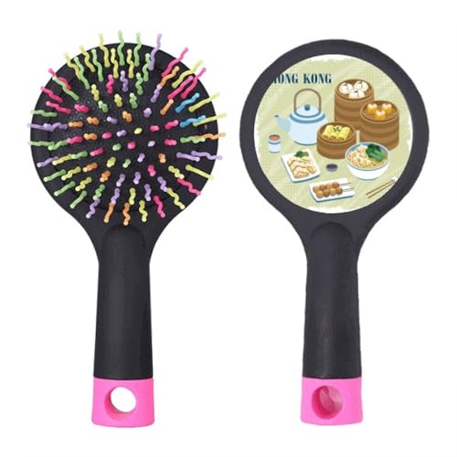 Brosse à cheveux démêlante à coussin d'air imprimé Salon Dim Sum de Hong Kong