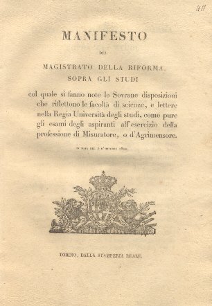 Manifesto del magistrato della Riforma sopra gli