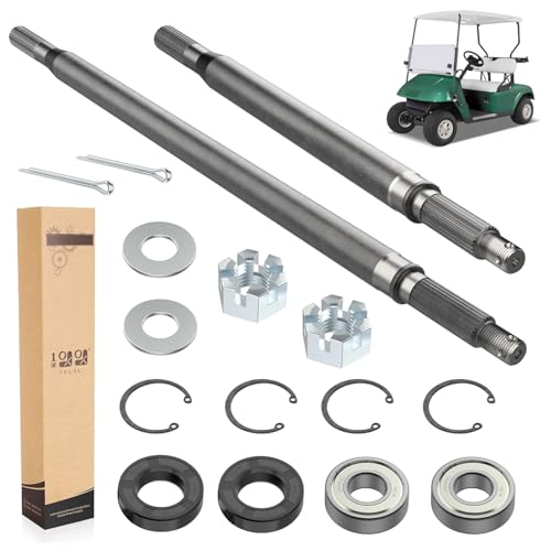 10L0L OEM# 20377G11 20377G12 Golf Cart Rear Splined Axle Shaft with Bearing Seal Kit fit EZGO TXT Medalist Electric 1994-2013 (Driver Side+Passenger Side)