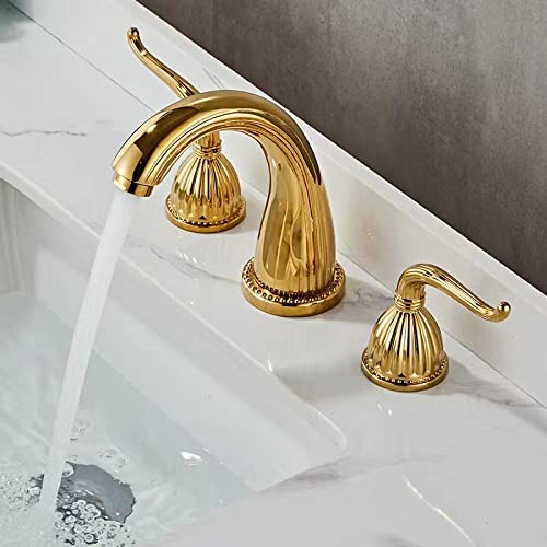 Robinet de salle de bain cuisine 3 trous à double poignées chaudes et froides