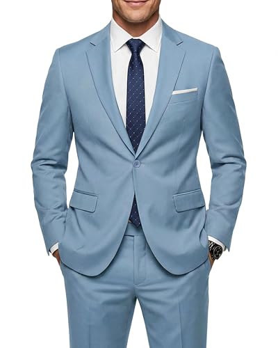 Image of MY'S Men's 2 Piece Slim Fit Suit, One Button Jacket Pants Set with Tie