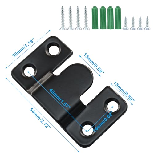 Image of 8 Pcs Interlocking Flush Mount Bracket, Stainless Steel Hanging Buckle Z Clip Hanging Bracket Wall Mounting Brackets Picture Hanger Buckle(Black)