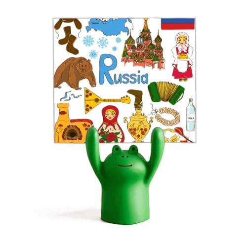 Support drapeau Russie motif grenouille en relief socle décoratif original
